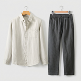 Men’s Linen Long Sleeve Shirt & Trousers Set