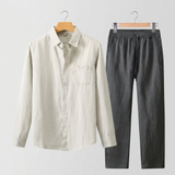 Men's Linen Long Sleeve Shirt and Pants Set