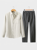 Men's Linen Long Sleeve Shirt and Pants Set