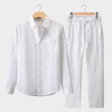 Men's Beige Linen Shirt and Pants Set