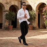 Men’s Linen Long Sleeve Shirt & Trousers Set
