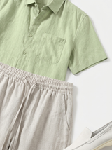 Men’s Linen Short Sleeve Shirt & Shorts Set