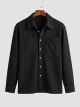 Men's Striped Cotton Long Sleeve Shirt