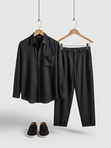 Men's Black Linen Shirt and Pants Set