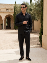 Men's Black Linen Shirt and Pants Set