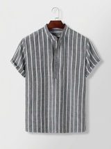 Men's Striped Cotton Short Sleeve Shirt