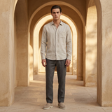 Men's Linen Long Sleeve Shirt and Pants Set