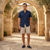 Men’s Linen Short Sleeve Shirt and Shorts Set