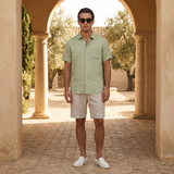Men’s Linen Short Sleeve Shirt & Shorts Set