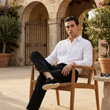 Men’s Linen Long Sleeve Shirt & Trousers Set