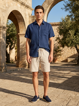 Men’s Linen Short Sleeve Shirt and Shorts Set