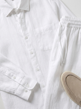 Men's Beige Linen Shirt and Pants Set