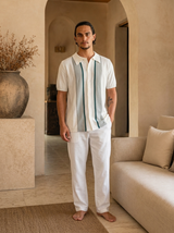 Men's Striped Linen Camp Collar Shirt - Bradford