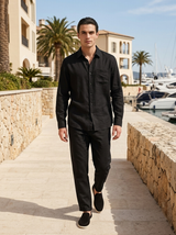 Men's Black Linen Shirt and Pants Set