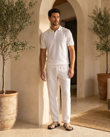 Men's Textured Cotton Polo Shirt