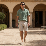 Men’s Linen Short Sleeve Shirt & Shorts Set