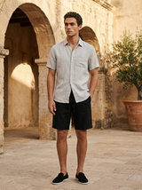 Men’s Linen Short Sleeve Shirt and Shorts Set