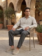 Men's Linen Long Sleeve Shirt and Pants Set