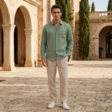 Men’s Linen Shirt and Pants Set – Sage