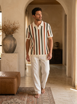 Men's Striped Knit Polo Shirt - Resort