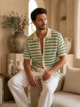 Men's Green and Cream Striped Knit