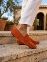 Men's Navy Suede Penny Driver Loafers