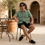 Men’s Linen Short Sleeve Shirt and Shorts Set