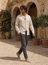 Men's Linen Long Sleeve Shirt and Pants Set