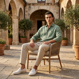 Men’s Linen Shirt and Pants Set – Sage
