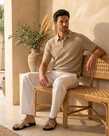 Men's Textured Cotton Polo Shirt