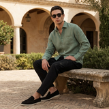 Men's Green Linen Shirt and Pants Set