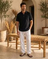 Men's Short Sleeve Linen Polo Shirt