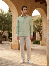 Men’s Linen Shirt and Pants Set – Sage
