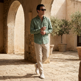 Men’s Linen Shirt and Pants Set – Sage