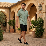 Men’s Linen Short Sleeve Shirt & Shorts Set