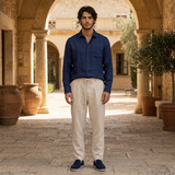 Men's Navy Linen Shirt and Pants Set