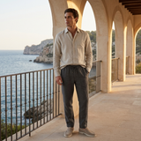Men's Linen Long Sleeve Shirt and Pants Set