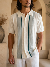 Men's Striped Linen Camp Collar Shirt - Bradford