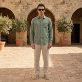Men's Linen Long Sleeve Shirt and Pants Set - Resort