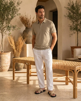 Men's Textured Cotton Polo Shirt