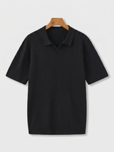 Men's Cream Ribbed Knit Polo Shirt