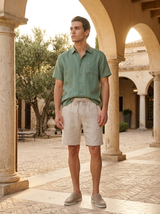 Men’s Linen Short Sleeve Shirt & Shorts Set