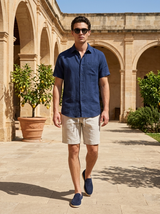 Men’s Linen Short Sleeve Shirt and Shorts Set