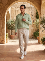 Men’s Linen Shirt and Pants Set – Sage