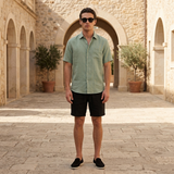 Men’s Linen Short Sleeve Shirt & Shorts Set