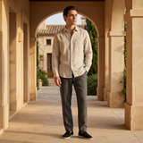 Men’s Linen Long Sleeve Shirt & Trousers Set