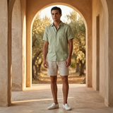 Men’s Linen Short Sleeve Shirt & Shorts Set