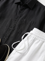 Men’s Linen Short Sleeve Shirt & Shorts Set