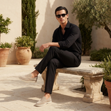 Men's Black Linen Shirt and Pants Set
