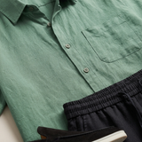 Men’s Linen Short Sleeve Shirt and Shorts Set